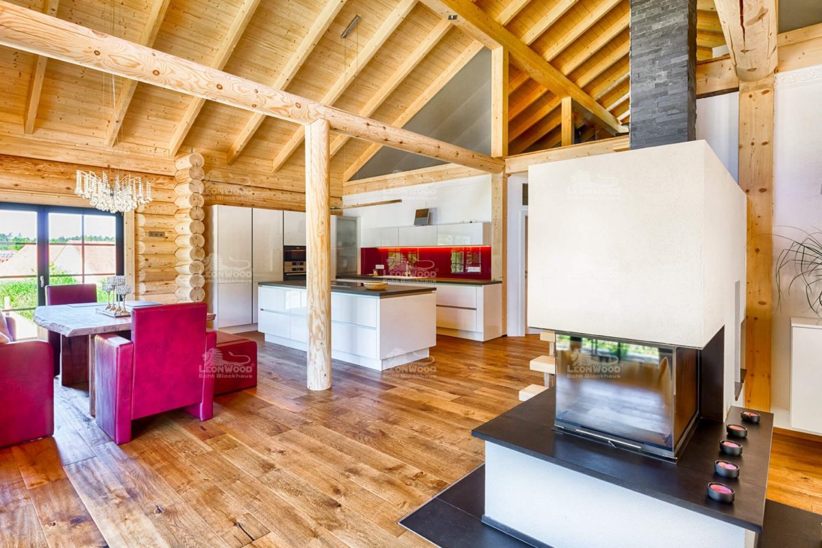 Haus Espoo deluxe - Ein Raum mit Möbeln und einem Kamin - Blockhaus