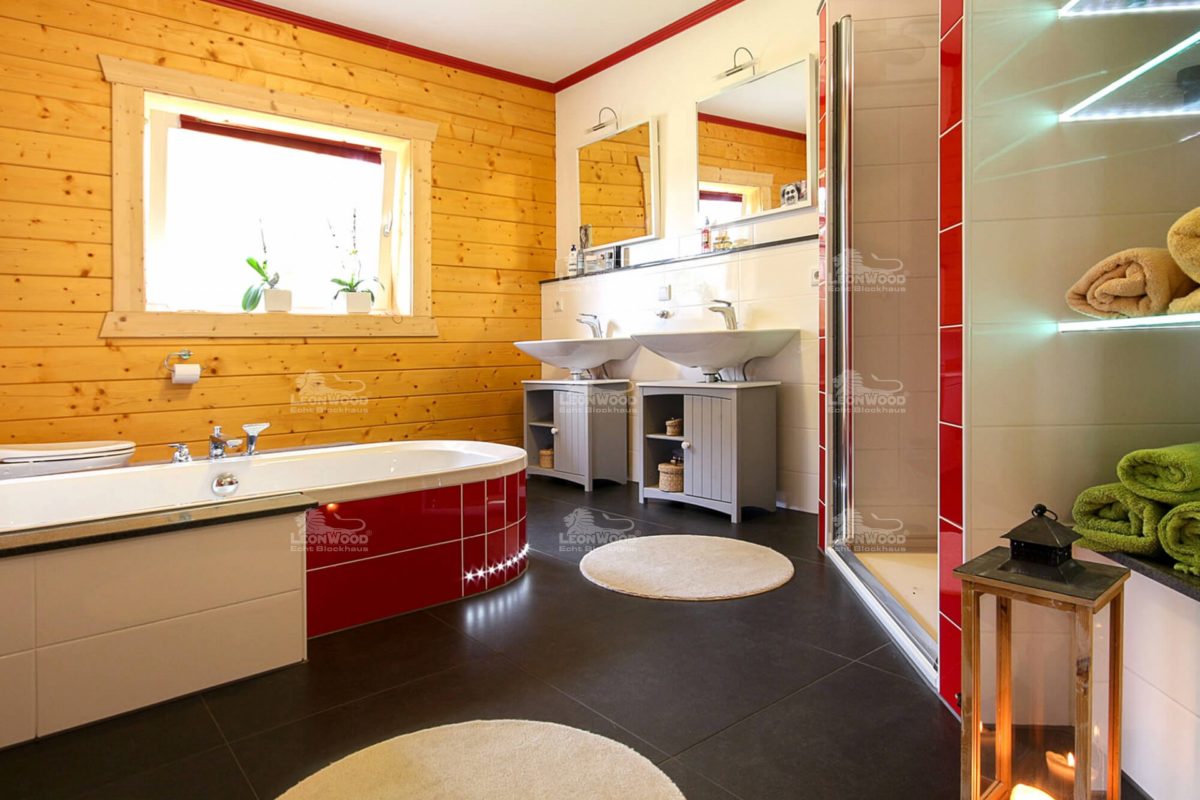 Haus Canada - Eine küche mit waschbecken und fenster - Holzhaus