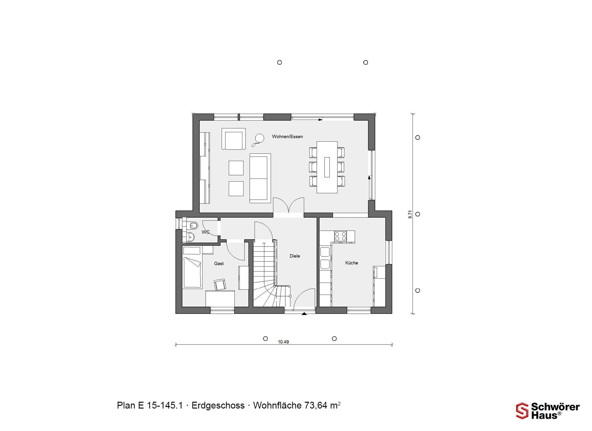 Plan E 15-145.1 - Eine Nahaufnahme einer Uhr - Gebäudeplan