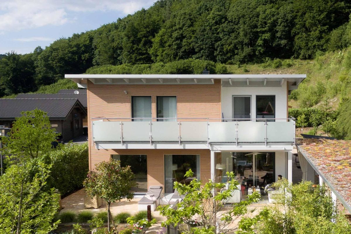 Kundenhaus Günzel - Ein haus mit büschen vor einem gebäude - Haus