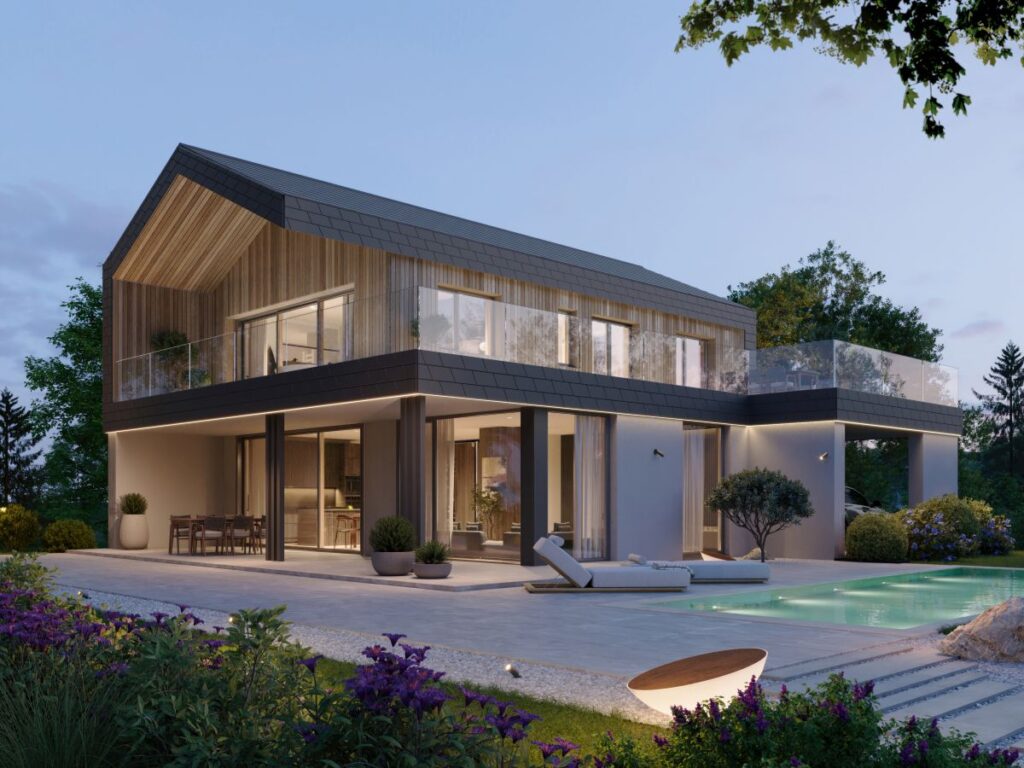 ELK GmbH Hausbau Helden ELK Fertighaus mit Pool