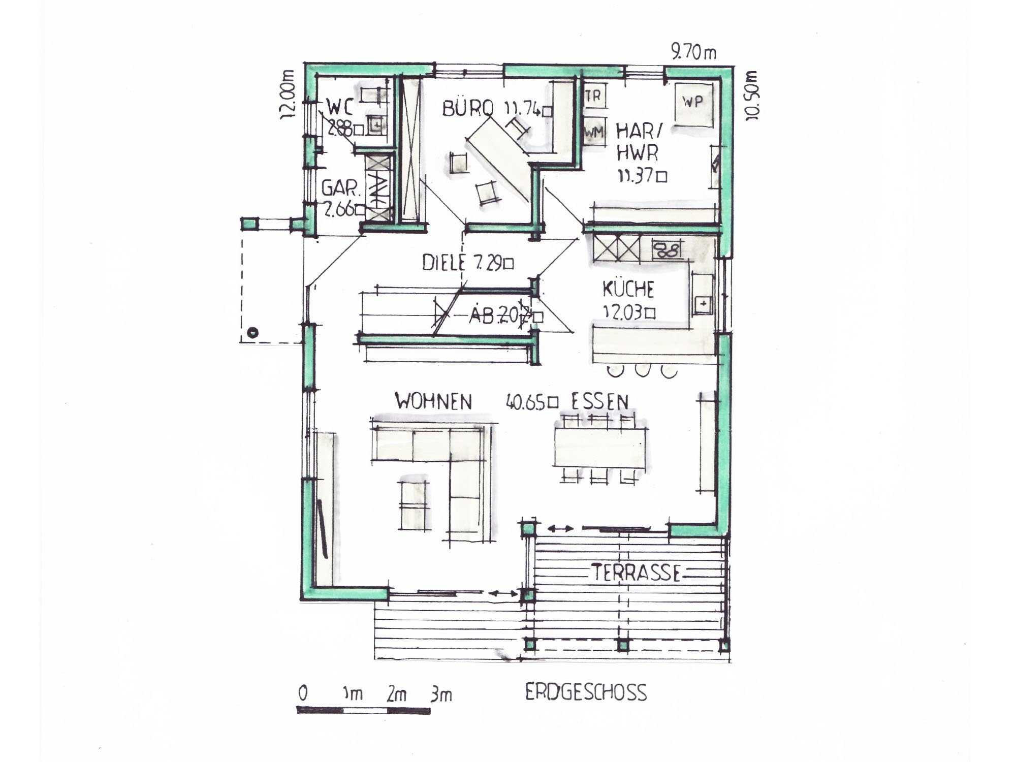 Musterhaus Flamingo - Eine Nahaufnahme von einer Karte - Gebäudeplan