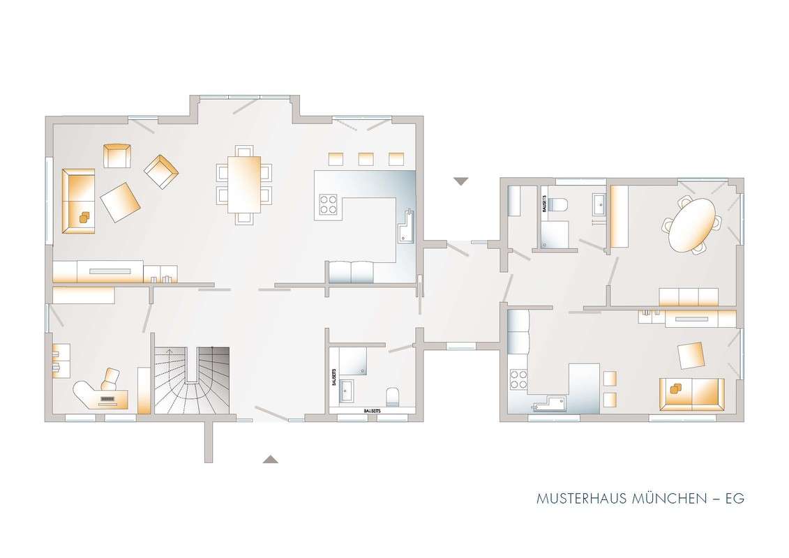 Musterhaus Poing - Ein Raum mit weißen Wänden - Gebäudeplan