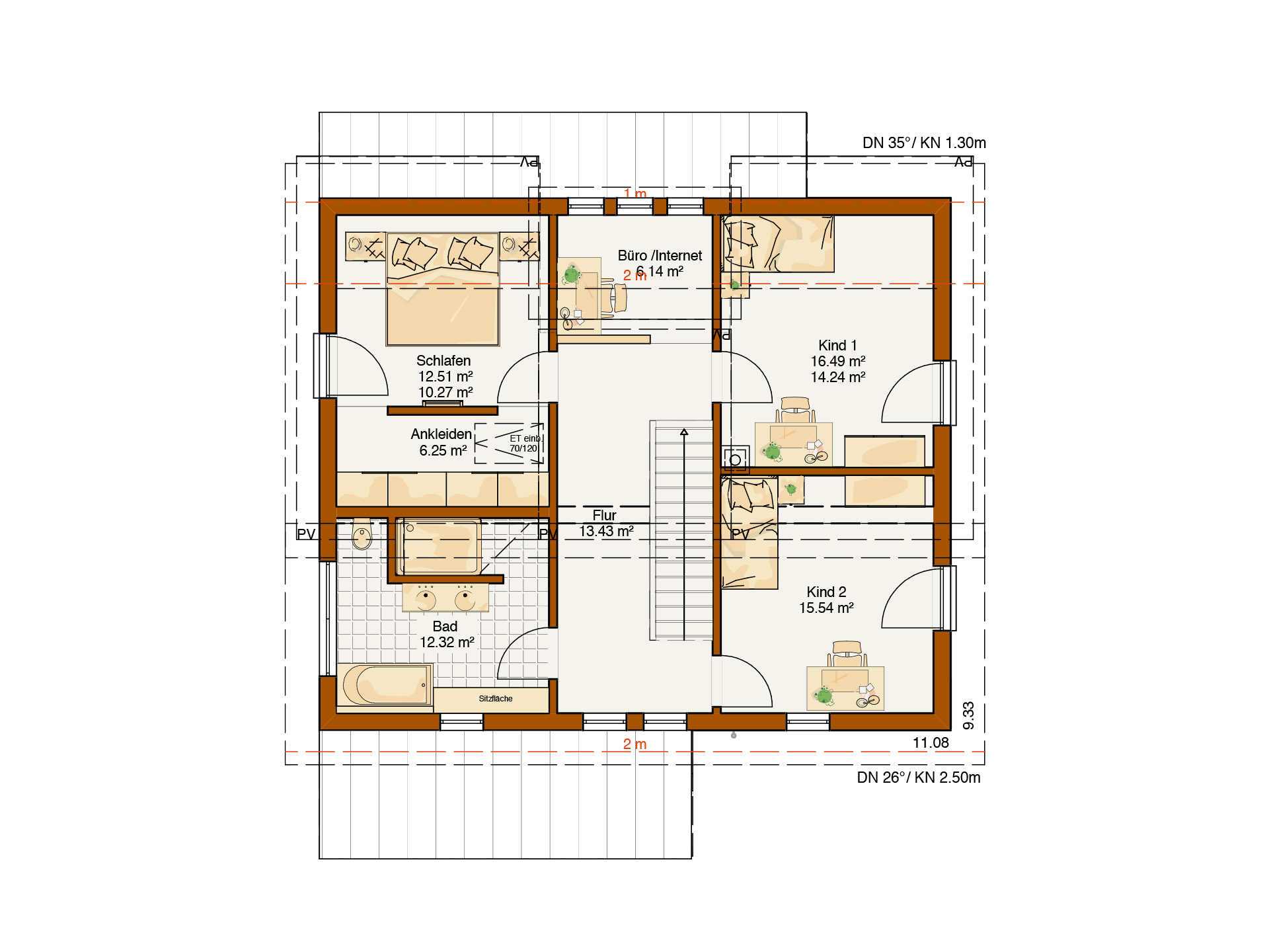 Musterhaus Avenio - Eine Nahaufnahme von einer Karte - Gebäudeplan