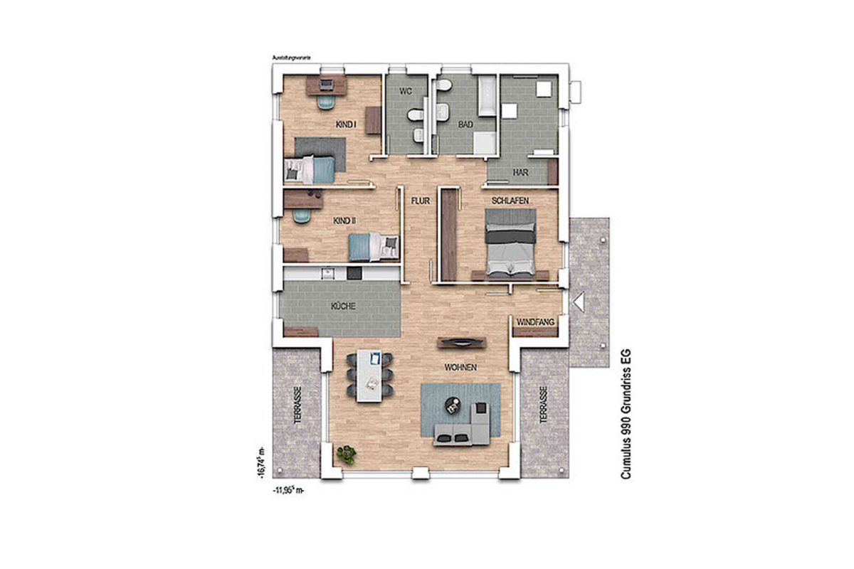 Heinz von Heiden Bungalow Cumulus 980 Grundriss