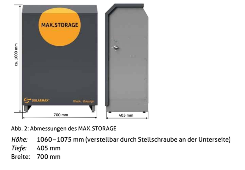 Solar Batteriespeicher_Abmessung Höhe MaxStorage