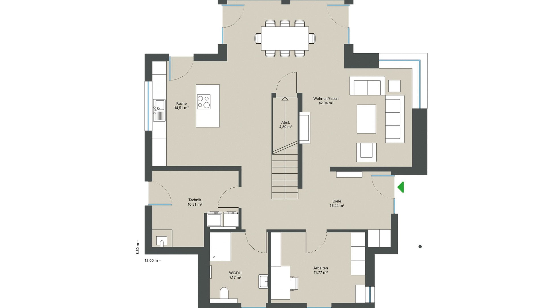 Einfamilienhaus-Grundriss-Gussek Haus ErdgeschossErdgeschoss