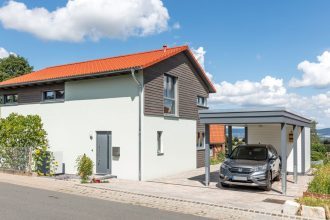 Meisterstück Top Thema Mendel Haus Front Ansicht Haus mit Carport