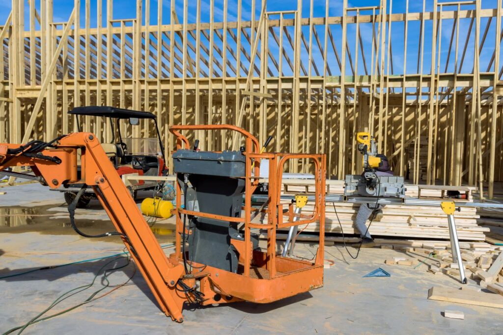 Zukunft des Bauens: Innovative Materialien und Methoden im Hausbau Hausbau Helden Holzrahmenbau Gabelstapler envato elements photovs