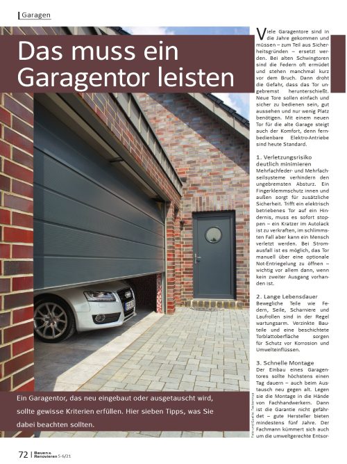Das muss ein Garagentor leisten