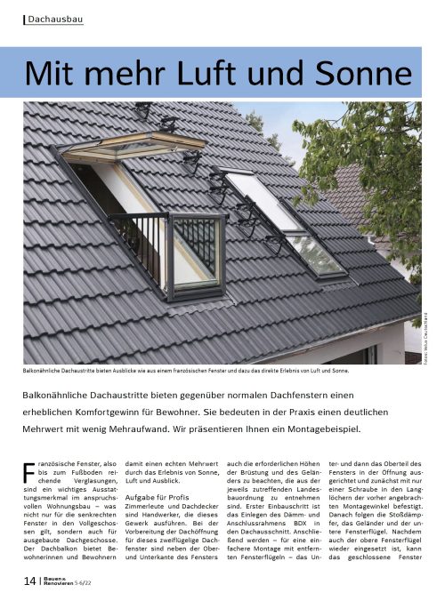 Montage eines balkonähnlichen Dachaustritts