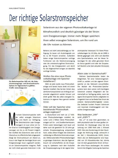 Der richtige Solarstromspeicher