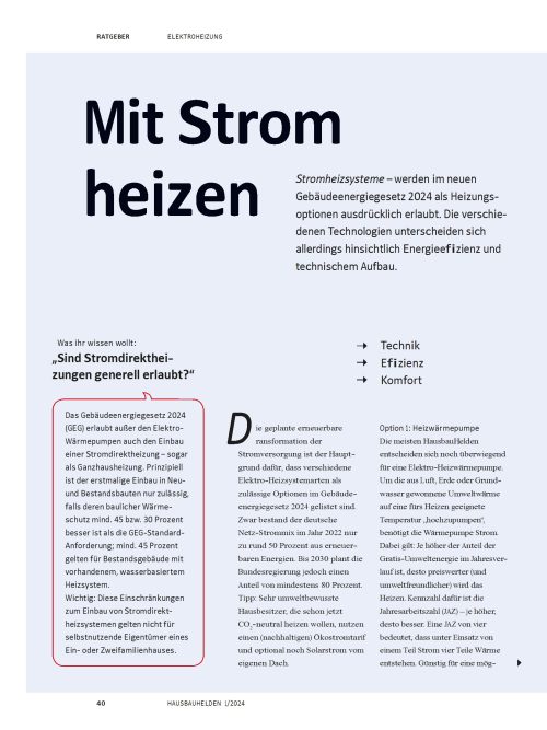 Die unterschiedliche Energieeffizienz der Stromheizsysteme
