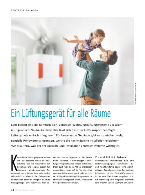 Ein Lüftungsgerät für alle Räume