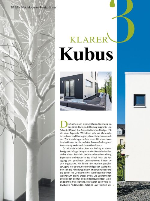 Fingerhaus-Bauhaus mit viel Kontrast-Fertighaus