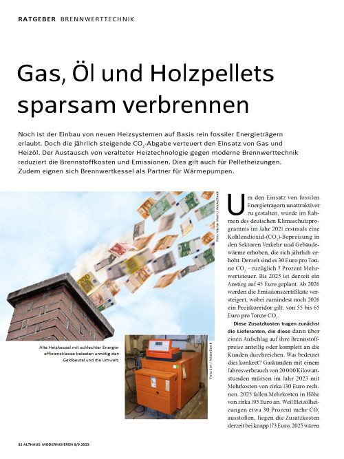 Gas, Öl und Holzpellets sparsam verbrennen