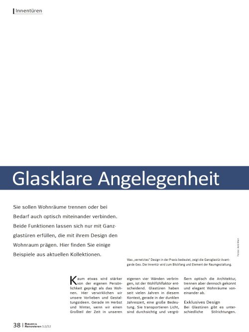 Glastür als Element der Innenarchitektur