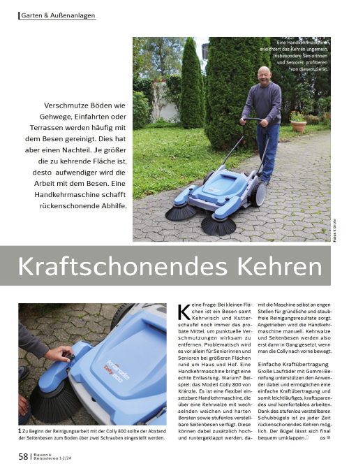 Handkehrmaschine schafft rückenschonende Abhilfe