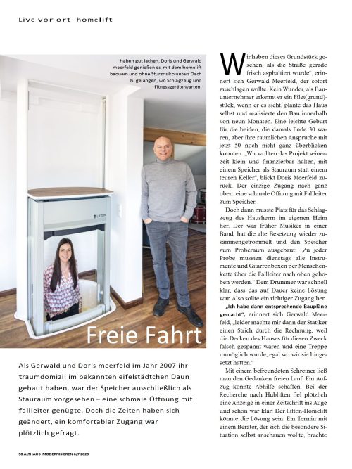 Homelift: Komfortabel nach oben