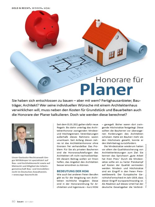Honorar für Planer