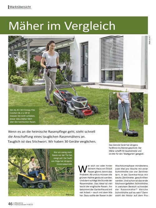 Marktübersicht Rasenmäher
