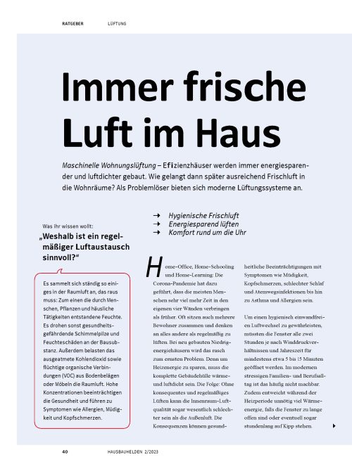 Maschinelle Wohnungslüftung