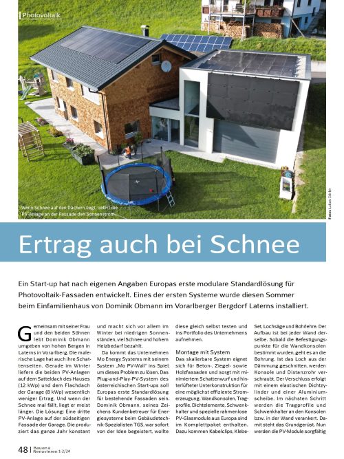 Modulare Standardlösung für Photovoltaik-Fassaden