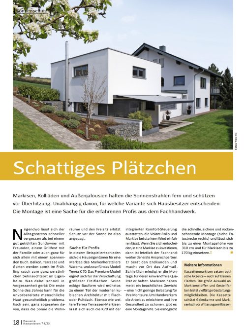 Montage eines Sonnenschutzes