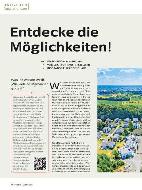 Übersicht Musterhausausstellungen