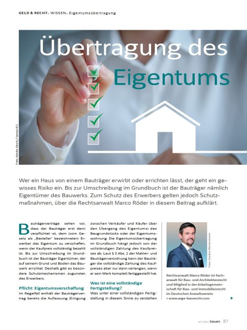 Übertragung des Eigentums