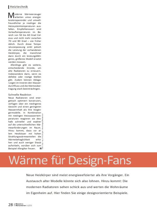 Wärme für Design-Fans: Beispiele für schicke Heizkörper