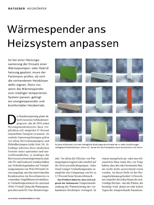 Wärmespender ans Heizsystem anpassen