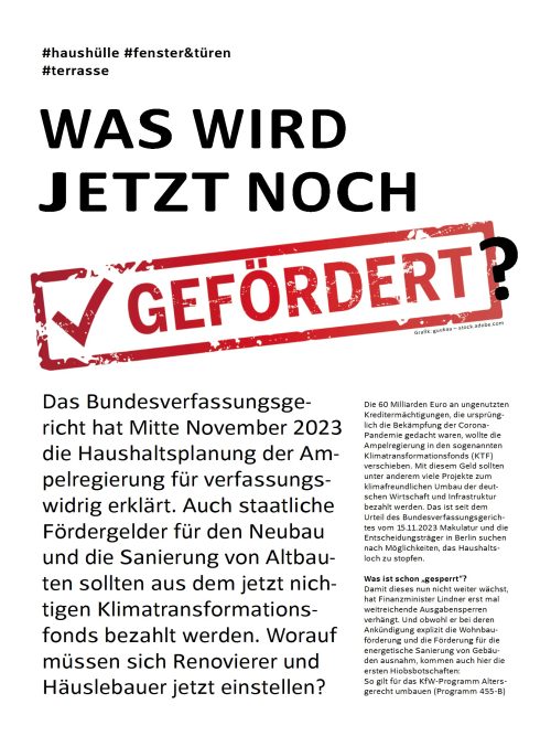 Was wird jetzt noch gefördert?