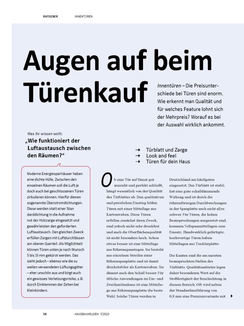Türauswahl: Darauf kommt es an