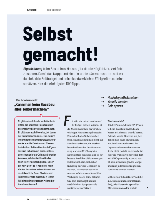 Zeitmanagement & handwerkliche Fähigkeiten - wo lohnt sich Eigenleistung?